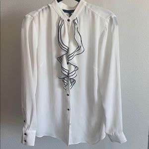 White and Black Frill Buttondown